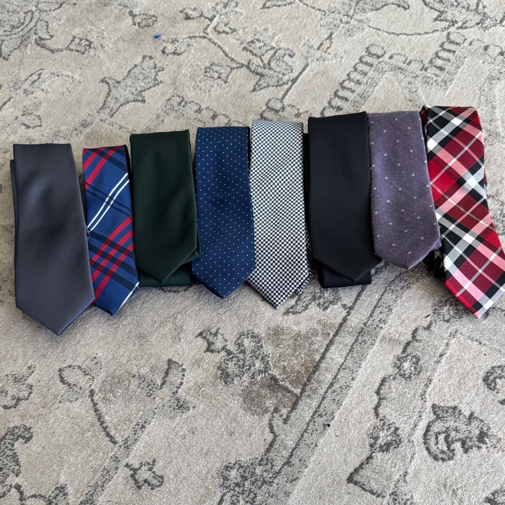 Classic Men's Tie Set - Gray, Blue, Green, Black, Red